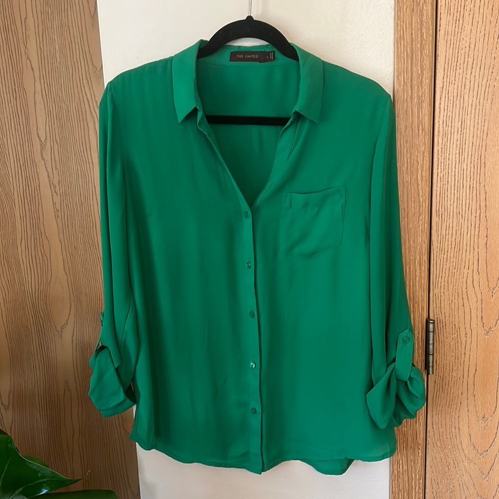 Green button up blouse